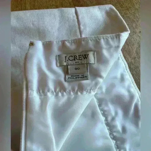 J. Crew White Pencil Skirt | 00 | Cotton Midi Skirt - Picture 7 of 8